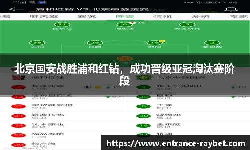 北京国安战胜浦和红钻，成功晋级亚冠淘汰赛阶段